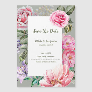 Blush Garden Floral Wedding Magnetic Save the Date