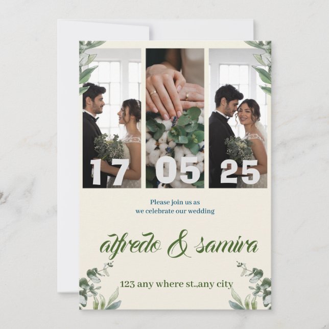 Blush Garden Romance: Elegant Wedding Invitation (Front)