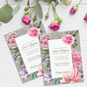 Blush Garden Romantic Floral Wedding Invitation Postcard