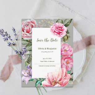 Blush Garden Romantic Floral Wedding Save the Date Announcement Postcard