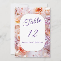 Blush Garden Romantic Wedding Table Number