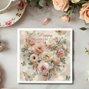 Blush Garden Roses Galentine Tea Party Florals Napkin