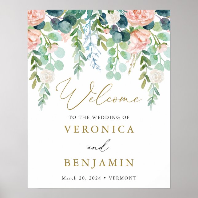 Blush Garden Wedding Welcome Sign (Front)