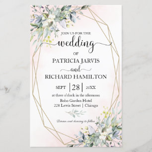 Blush Geometric Budget Wedding 5.5x8.5 Invitation