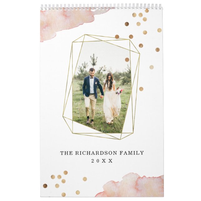 Blush Geometric | Trendy Watercolor and Photo Calendar (Cover)