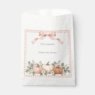 Blush Gingham Little Pumpkin Baby Shower Favour Bags