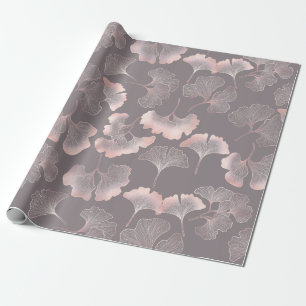 Blush Ginkgo Luxe – Gold Botanical on Black (6) Wrapping Paper