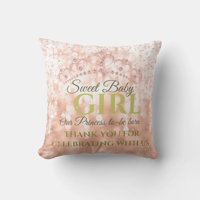 Blush Girly Diamond Rose Gold Sweet Baby Cushion (Front)