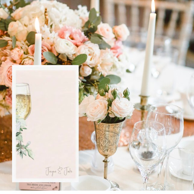 Blush Glass of Champagne Personalised  Napkin (Creator Uploaded)