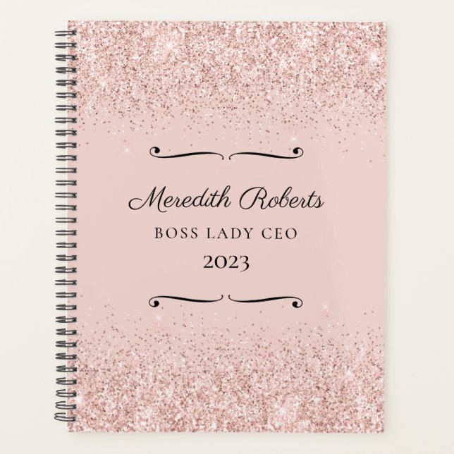 Blush Glitter Boss Lady CEO Personalised 2022 Planner (Front)