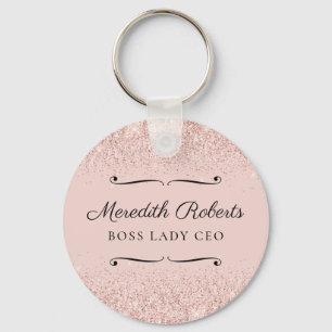 Blush Glitter Boss Lady CEO Personalised Keepsake Key Ring
