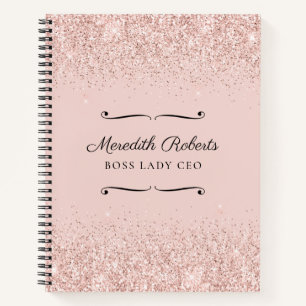 Blush Glitter Boss Lady CEO Personalised Notebook