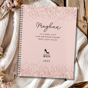 Blush Glitter Boss Lady Rules Personalised Planner