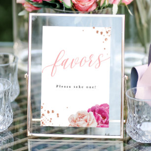Blush Glitter Bridal Shower Favours Tabletop Sign