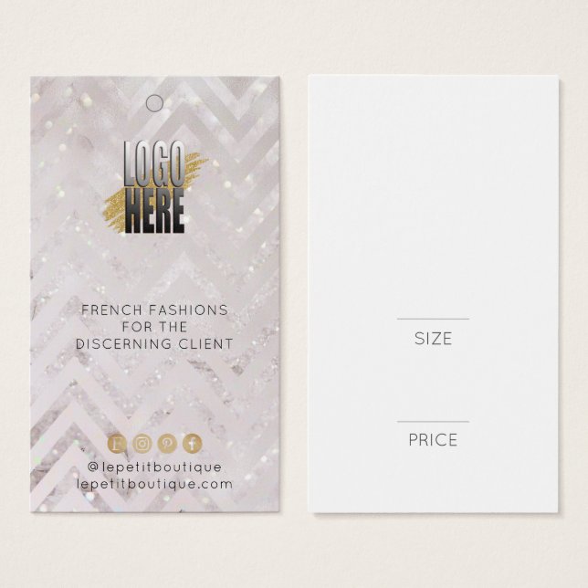Blush Glitter Chevron Clothing Price tag with logo (Front & Back)