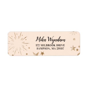 Blush Glitter Stars and Fireworks Return Address