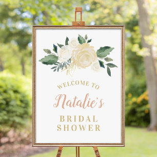 Blush Gold and Green Floral Bridal Shower Welcome Poster