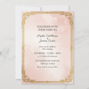 Blush Gold Art Deco Wedding Invitation