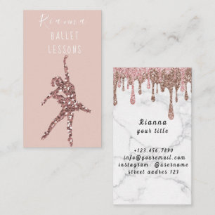 Blush & Gold Ballet Lessons Teacher Social Media Business Card