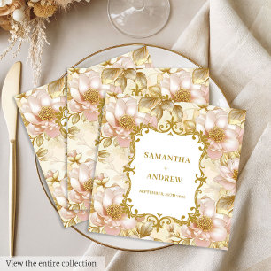 Blush Gold Boho Wedding Paper Napkins
