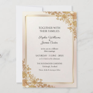 Blush Gold Botanical Frame Wedding Invitation