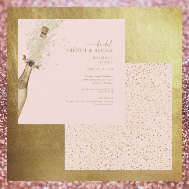 Blush & Gold Bridal Brunch & Bubbly Champagne Invitation (Creator Uploaded)