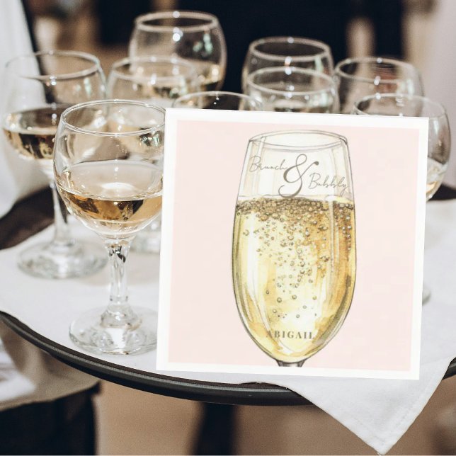 Blush & Gold Bridal Brunch & Bubbly Shower Napkin (Creator Uploaded)