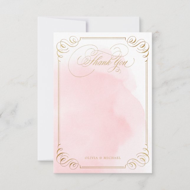 Blush gold calligraphy vintage thank you (Front)