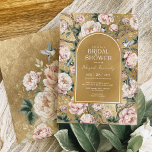 Blush Gold Chinoiserie Peony Floral Bridal Shower Invitation<br><div class="desc">This chinoiserie-inspired design features elegant botanical florals,  birds and greenery in gold and blush pink. Personalise the invite with your details and if you want to further re-arrange the style and placement of the text,  please press the "Click to customise further" button.</div>