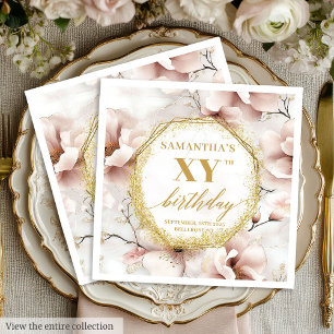 Blush Gold Elegant Birthday Napkins Personalized