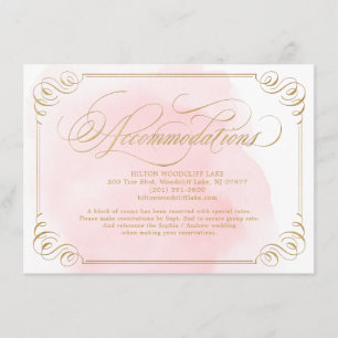 Blush gold elegant calligraphy accommodation enclosure card