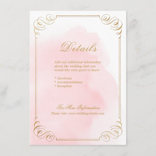 Blush gold elegant calligraphy wedding details enclosure card