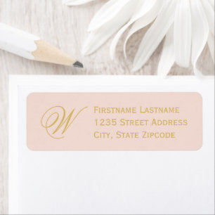 Blush Gold Elegant Script Monogram Address