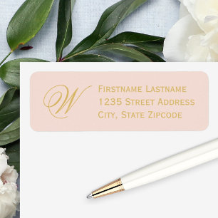 Blush Gold Elegant Script Monogram Address
