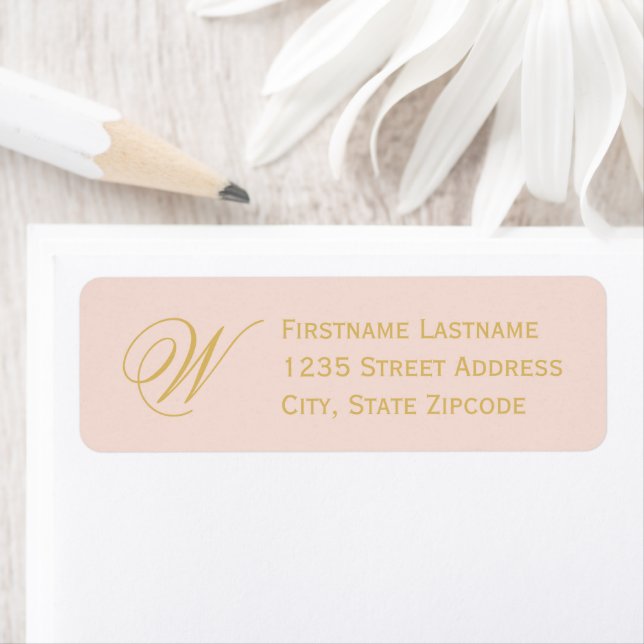 Blush Gold Elegant Script Monogram Return Address (Insitu)