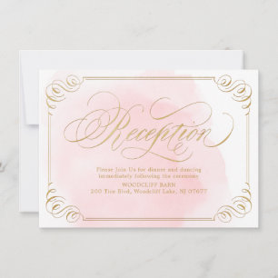 Blush gold elegant vintage calligraphy reception invitation