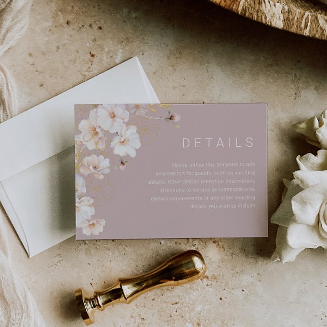 Blush & Gold Enchanted Dusty Pink Wedding Details Enclosure Card (Creator Uploaded)