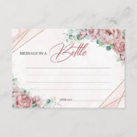 Blush gold eucalyptus Message in a bottle card