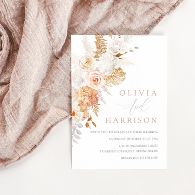 Blush & Gold Fabulous Floral Wedding  Invitation (Creator Uploaded)