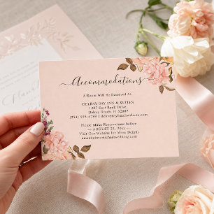 Blush Gold Floral Accommodations Card