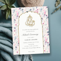 Blush Gold Floral Ganesh Indian Wedding Mehndi