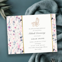 Blush Gold Floral Krishna Indian Wedding Mehndi