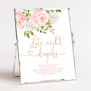 Blush gold floral Late night diapers game Poster