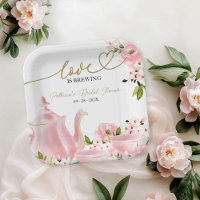 Blush Gold Floral Love is Brewing Bridal Shower