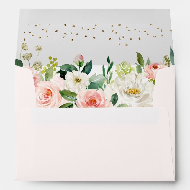 Blush Gold Floral Pink Envelope (Back (Bottom))