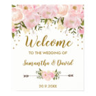 Blush Gold Floral Wedding Welcome Sign Chic