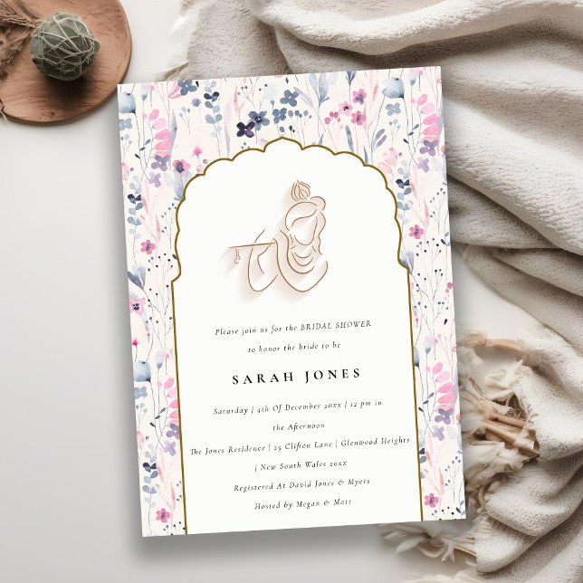 Blush Gold Flower Krishna Indian Bridal Shower Invitation (Creator Uploaded)