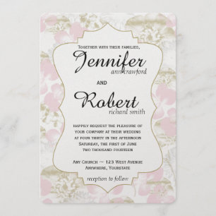Blush Gold Flower Metallic Wedding Invitation
