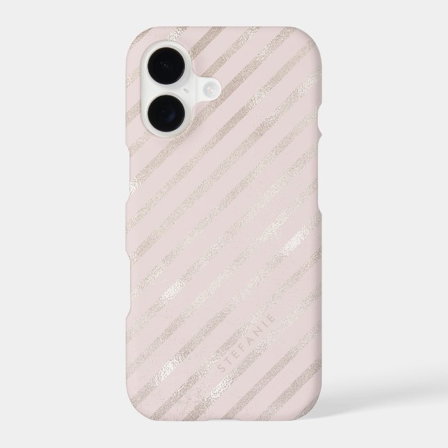Blush Gold Foil Diamond Stripes Pattern Monogram (Back)