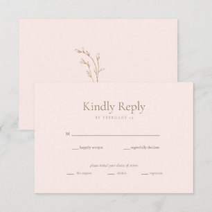 Blush Gold Foliage Wedding Response Card